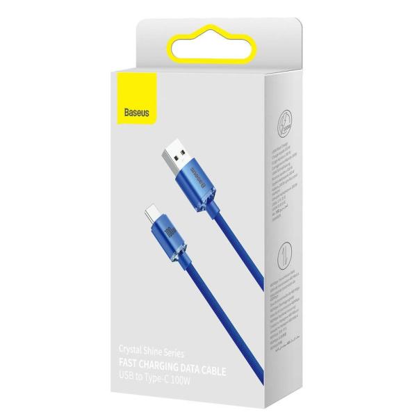 Baseus CAJY000503 Crystal Shine Series Dátový Kábel USB - USB-C 100W 2m Blue 