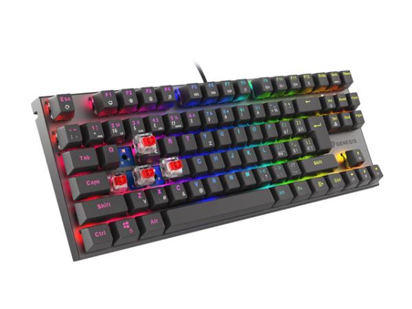 Genesis herná mechanická klávesnica THOR 303/ TKL/ RGB/ Outemu Red/ Drôtová USB/ CZ- SK layout/ Čierna 