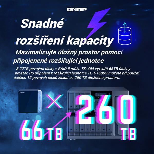 QNAP TS-464-8G (4core 2, 9 GHz, 8GB RAM, 4xSATA, 2x M.2 NVM slot, 1xPCIe, 1xHDMI 4K, 2x2, 5GbE, 4xUSB) 