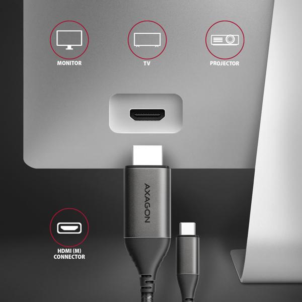 AXAGON RVC-HI2MC, USB-C -> HDMI 2.0a redukcia / kábel 1.8m, 4K/ 60Hz HDR10 