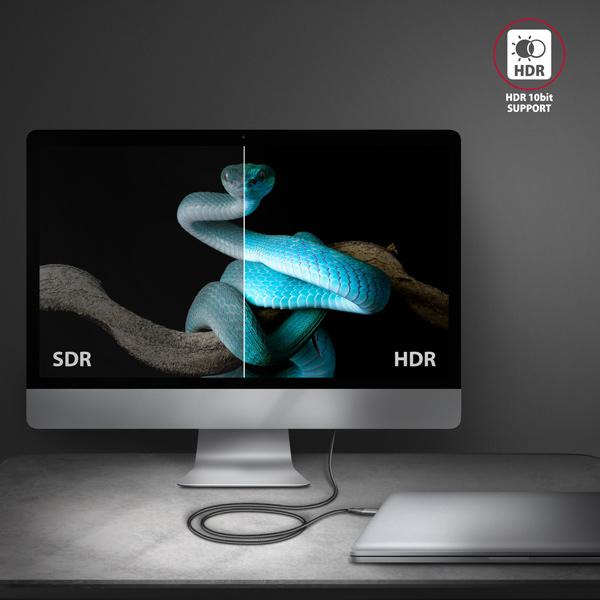 AXAGON RVC-HI2MC, USB-C -> HDMI 2.0a redukcia / kábel 1.8m, 4K/ 60Hz HDR10 