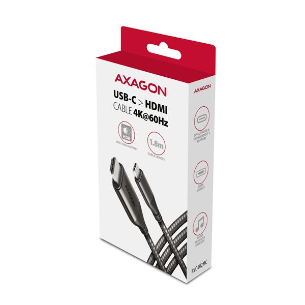 AXAGON RVC-HI2MC, USB-C -> HDMI 2.0a redukcia / kábel 1.8m, 4K/ 60Hz HDR10 
