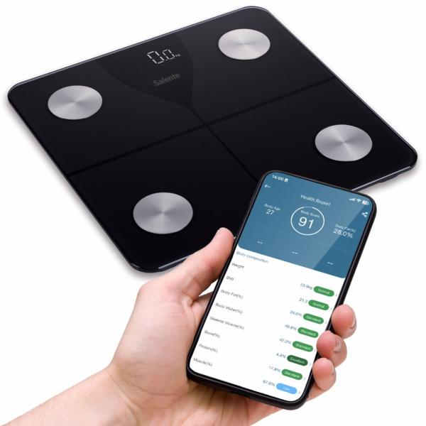 Salente SlimFit, múdra osobná diagnostická fitness váha, Bluetooth, čierna 