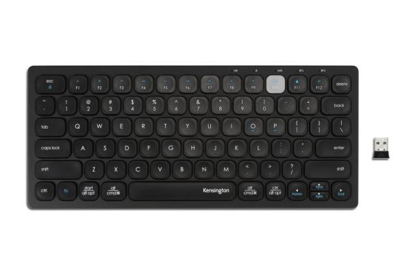 Kensington duálna kompaktná klávesnica pre viac zariadení/ Bezdrôtová USB + Bluetooth/ UK layout/ Čierna