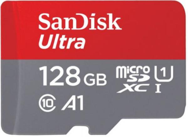 SanDisk MicroSDXC karta 128GB Ultra (140 MB/ s,  A1 Class 10 UHS-I) + adaptér