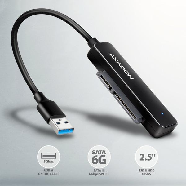 AXAGON ADSA-FP2A, USB-A 5Gbps - SATA 6G 2.5" SSD/ HDD SLIM adaptér 