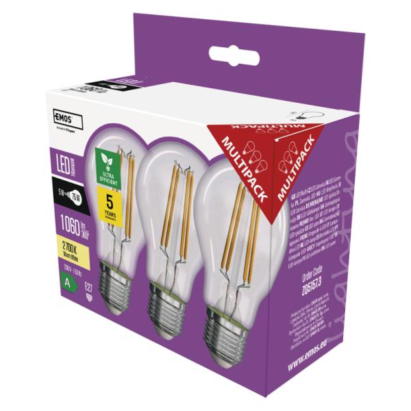 LED žiarovka A60/ E27/ 5W/ 75W/ 1060lm/ teplá biela 3KS