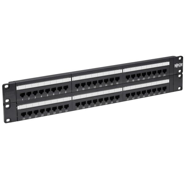 Patch panel pre montáž do racku 2U, 48x Cat6/ Cat5 568B, RJ45 Ethernet