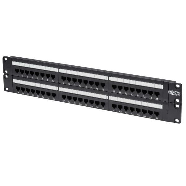 Patch panel pre montáž do racku 2U, 48x Cat6/ Cat5 568B, RJ45 Ethernet 