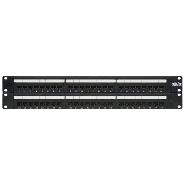 Patch panel pre montáž do racku 2U, 48x Cat6/ Cat5 568B, RJ45 Ethernet 