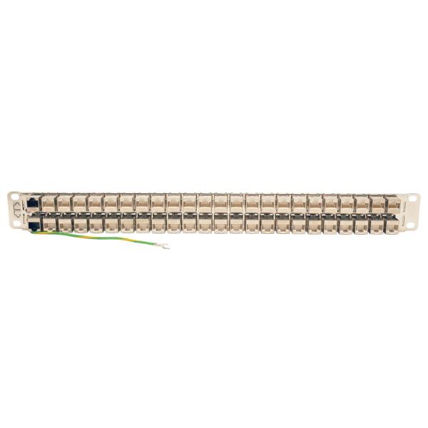 Patch panel priechodný STP tienený pre montáž do racku 1U, 48x Cat6a, RJ45 Ethernet 