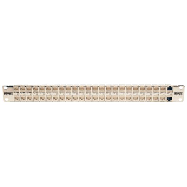 Patch panel priechodný STP tienený pre montáž do racku 1U, 48x Cat6a, RJ45 Ethernet 