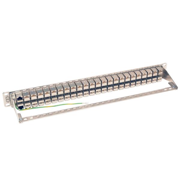 Patch panel priechodný STP tienený pre montáž do racku 1U, 48x Cat6a, RJ45 Ethernet 