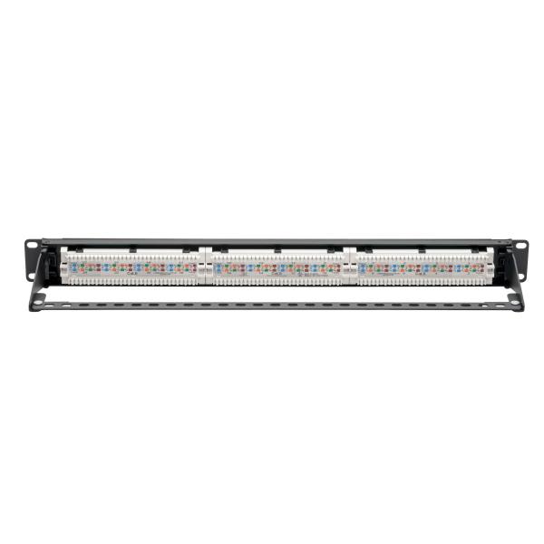 Patch panel pre montáž do racku 1U, 24x Cat6 PoE+ Compliant, 110/ Krone, 568A/ B, RJ45 Ethernet 