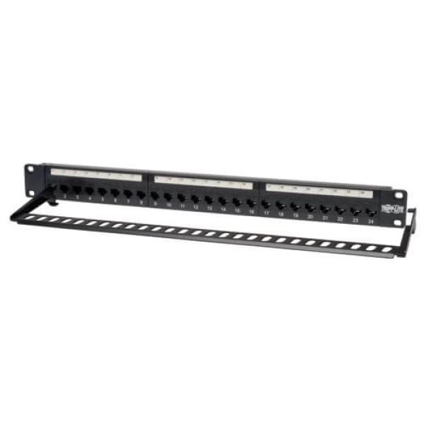 Patch panel priechodný pre montáž do racku 1U, 24x Cat6/ Cat5, RJ45 Ethernet 