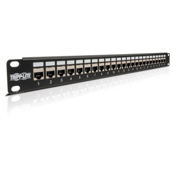 Patch panel priechodný STP tienený pre montáž do racku 1U, 24x Cat6/ Cat5, RJ45 Ethernet