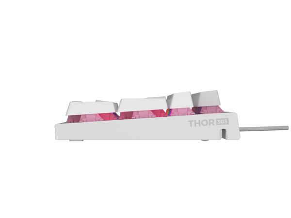 Genesis herná mechanická klávesnica THOR 303/ RGB/ Outemu Peach Silent/ Drôtová USB/ US layout/ Biela 