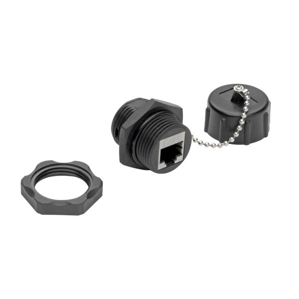Spojka, pripojenie Ethernet zariadenia v priemysle, IP68, montáž do panelu, Cat5/ Cat6 Samice/ Samice 