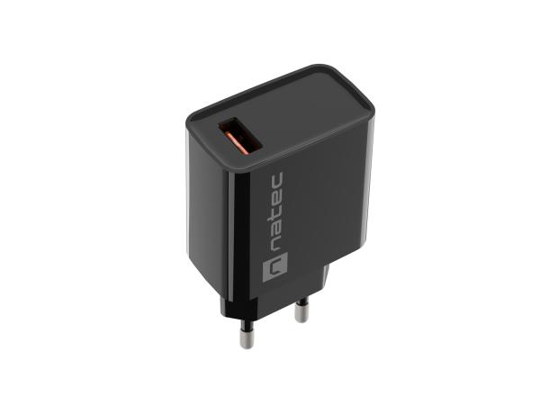 Univerzálna nabíjačka Natec RIBERA 18W 1X USB-A, čierna 