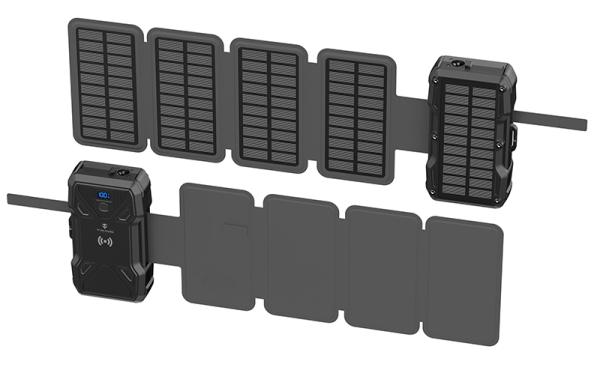 Solárna powerbanka VIKING TYR III/ Output: 1xUSB-C, 2xUSB-A/ Wireless charge 15W max/ 30000mAh/ LED svetlo 