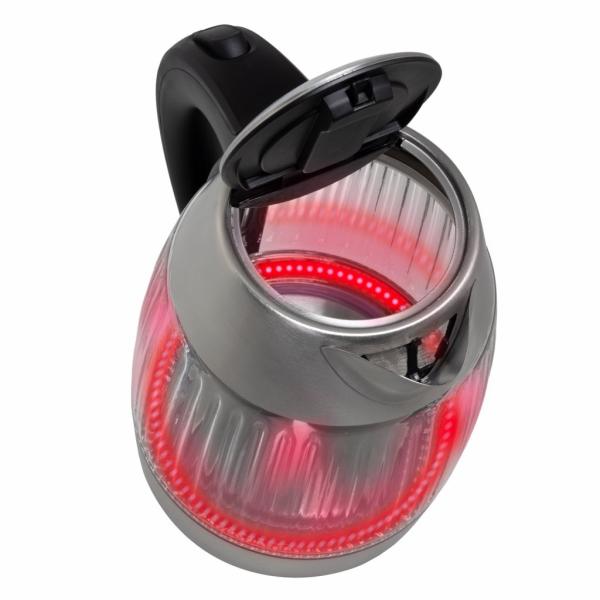 Salente StripeGlass, rýchlovarná kanvica 1, 8 l, nerez/ sklenená, červené podsvietenie 