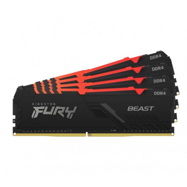 Kingston FURY Beast/ DDR4/ 64GB/ 3600MHz/ CL18/ 4x16GB/ RGB/ Black