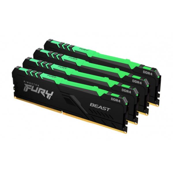 Kingston FURY Beast/ DDR4/ 64GB/ 3600MHz/ CL18/ 4x16GB/ RGB/ Black 