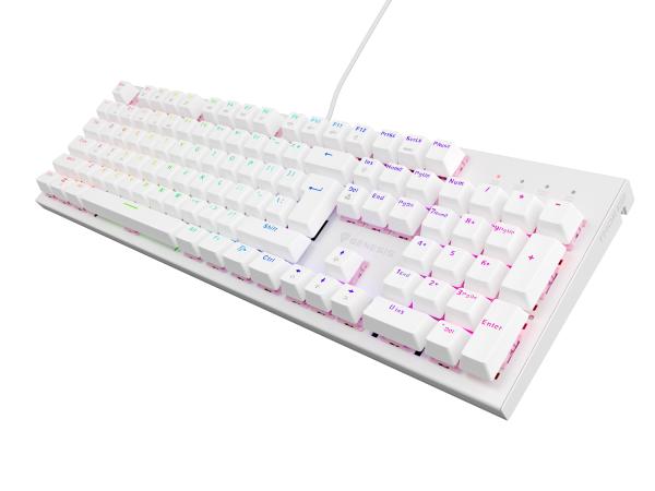 Genesis herná mechanická klávesnica THOR 303/ RGB/ Outemu Peach Silent/ Drôtová USB/ US layout/ Biela 