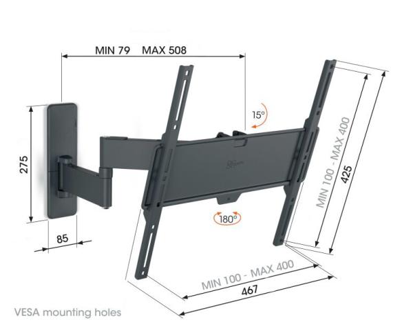 Vogel"s TVM1443, TV rameno s 3 kĺbmi pre displeje 32-65", 25 kg 