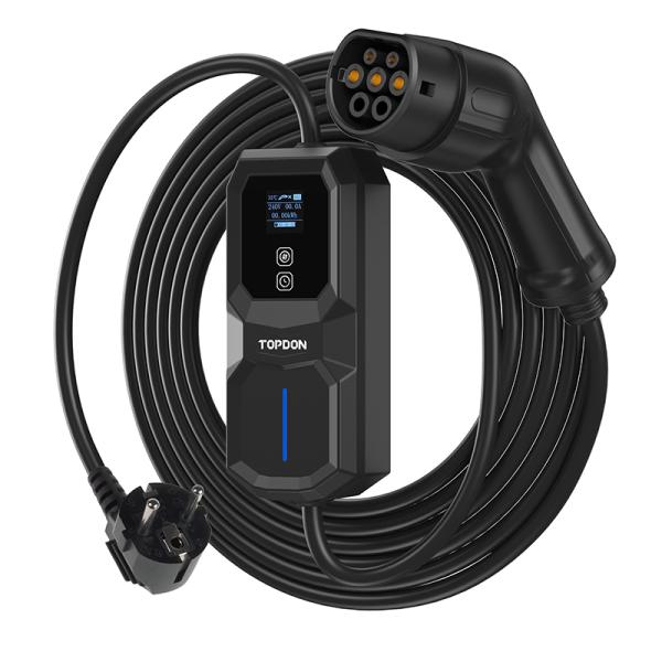 TOPDON PulseQ AC Portable - 3, 7 kW/ konektor IEC62196-2 Typ/ LCD displej/ IP65/ 5m 