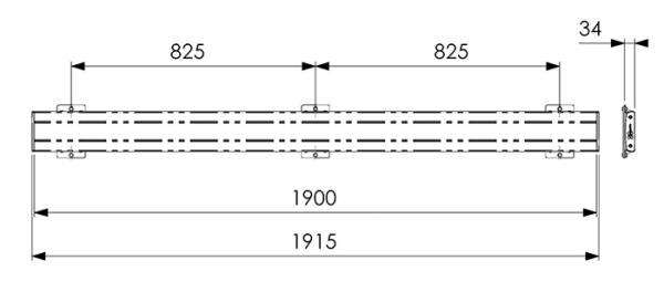 Vogel´s horizontálna časť adaptéra Connect-it PFB 3419, 1915 mm, strieborná 