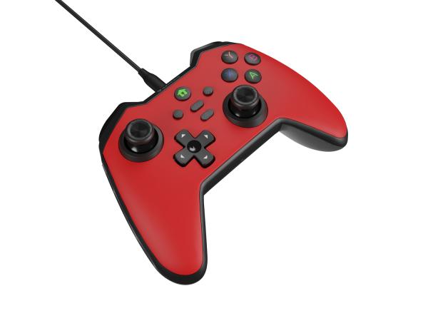 Drôtový gamepad Genesis MANGAN 300, pre PC/ Switch/ Mobil, červený 