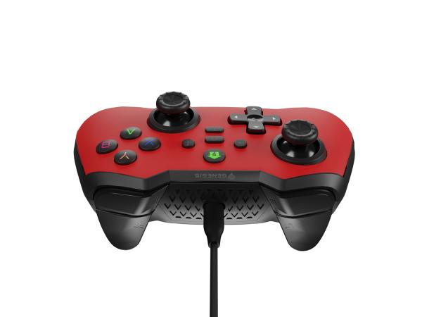 Drôtový gamepad Genesis MANGAN 300, pre PC/ Switch/ Mobil, červený 