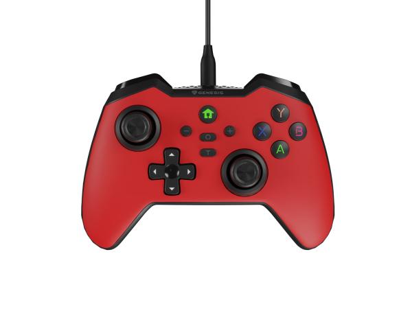 Drôtový gamepad Genesis MANGAN 300, pre PC/ Switch/ Mobil, červený