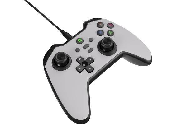 Drôtový gamepad Genesis MANGAN 300, pre PC/ Switch/ Mobil, biely 
