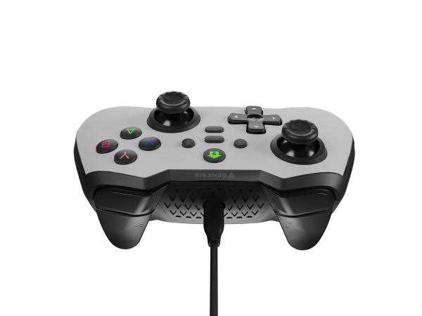 Drôtový gamepad Genesis MANGAN 300, pre PC/ Switch/ Mobil, biely 