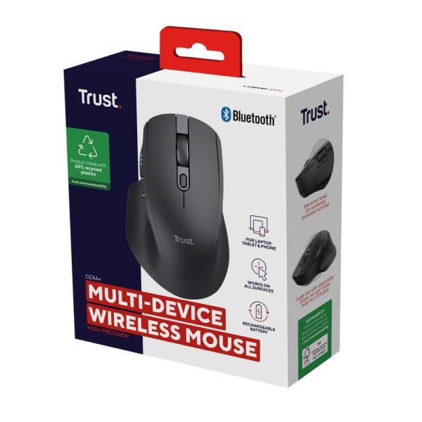 Trust Ozaa+/ Kancelárska/ Optická/ Pre pravákov/ 3 200 DPI/ USB+BT/ Čierna 