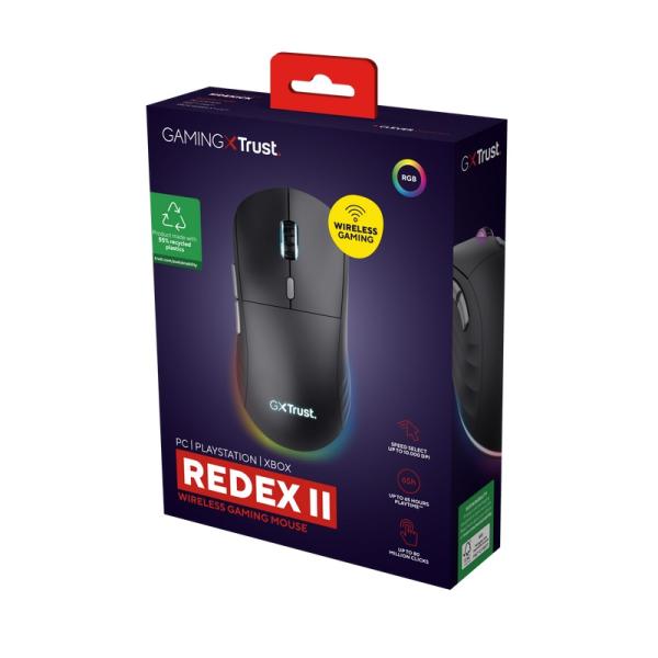 Trust GXT 926 REDEX II/ Herná/ Laserová/ Pre pravákov/ 10 000 DPI/ Drôtová+bezdrôtová/ Čierna 