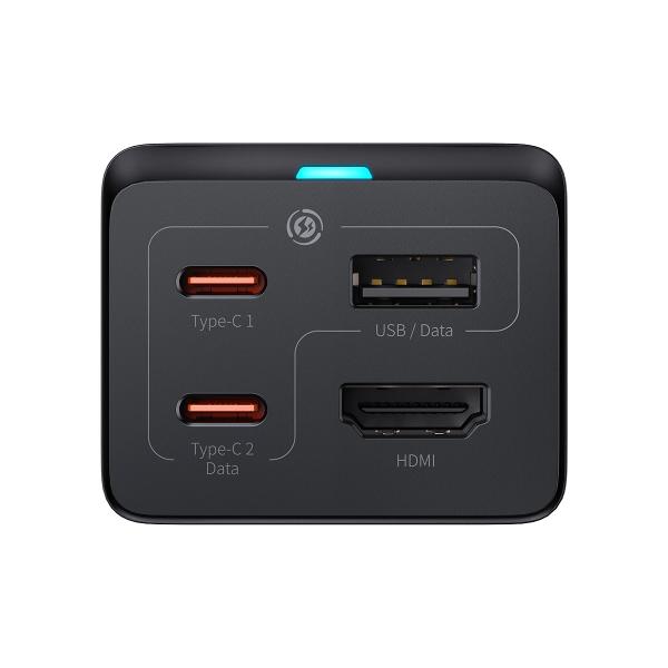 Baseus Nabíjačka do siete GaN5 Pro 2x USB-C/ USB-A/ HDMI 67W kábel 1.5m/ USB-C kábel 1m čierna 