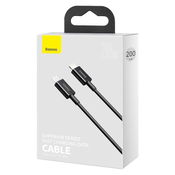 Baseus Dátový kábel Superior Series USB-C/ Lightning 20W 2m čierny 