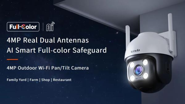 Tenda RH7-WCA - Vonkajšia otočná IP65 WiFi 4MPx kamera, nočná LED, audio, detekcia pohybu, CZ app 
