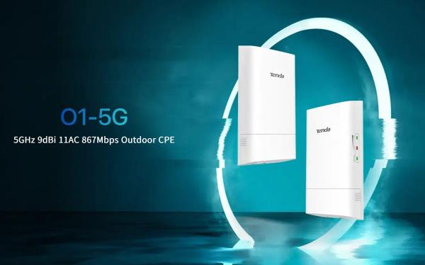 Tenda O1-5G Outdoor CPE 5 GHz WiFi AC900, 867Mb/ s, 9 dBi, IP65, pasívna PoE výhybka + adaptér 
