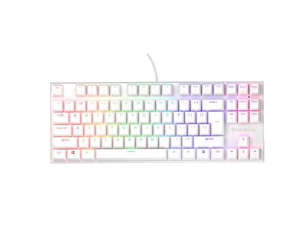 Genesis tichá herná klávesnica THOR 303/ TKL/ RGB/ Outemu Peach Silent/ Drôtová USB/ US layout/ Biela