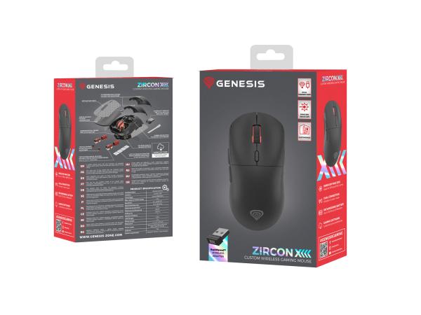 Genesis herná bezdrôtová myš ZIRCON XIII/ Herná/ Optická/ 26 000 DPI/ Bezdrôtové USB/ Čierna 