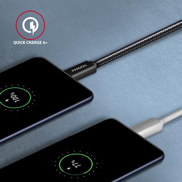 AXAGON BUCM32-CM15AB, SPEED+ kábel USB-C <-> USB-C, 1.5m, USB 20Gbps, PD 100W 5A, 4K HD, ALU, oplet 