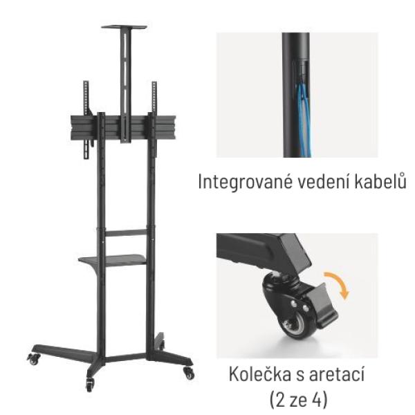 Pojazdný stojan Brateck T1040T pre TV 37"-70" 50kg 2 police 