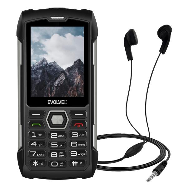 EVOLVEO StrongPhone H1, IP68 odolný Dual SIM telefón, 2, 8" LCD, 5000mAh, Powerbanka, čierno-strieborný 