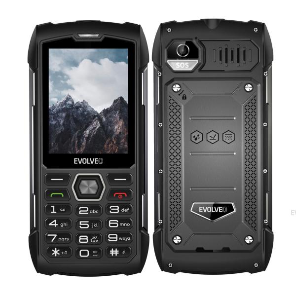 EVOLVEO StrongPhone H1, IP68 odolný Dual SIM telefón, 2, 8" LCD, 5000mAh, Powerbanka, čierno-sivý