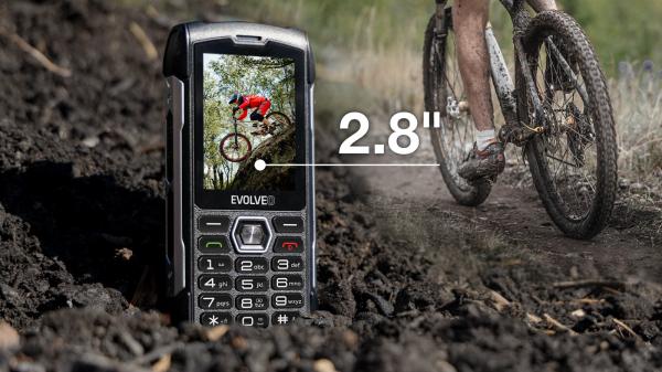 EVOLVEO StrongPhone H1, IP68 odolný Dual SIM telefón, 2, 8" LCD, 5000mAh, Powerbanka, čierno-strieborný 