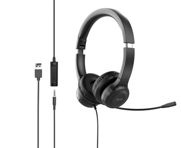 Acer Office Headset AHW154/ Stereo/ Jack/ Drôt/ Čierna 